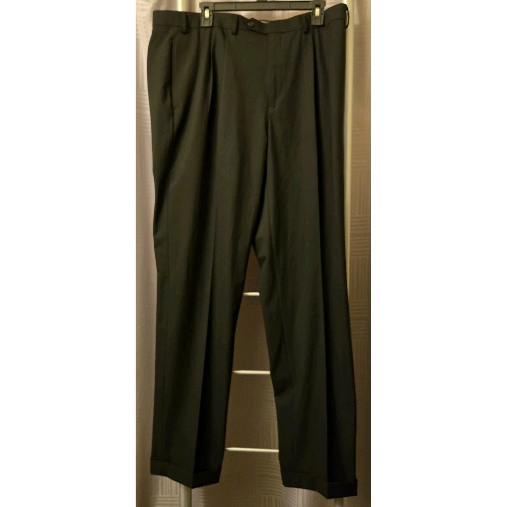 Michael Kors Straight Leg Pleated Front Classic Cuffed Dress Pants 38x34 Black